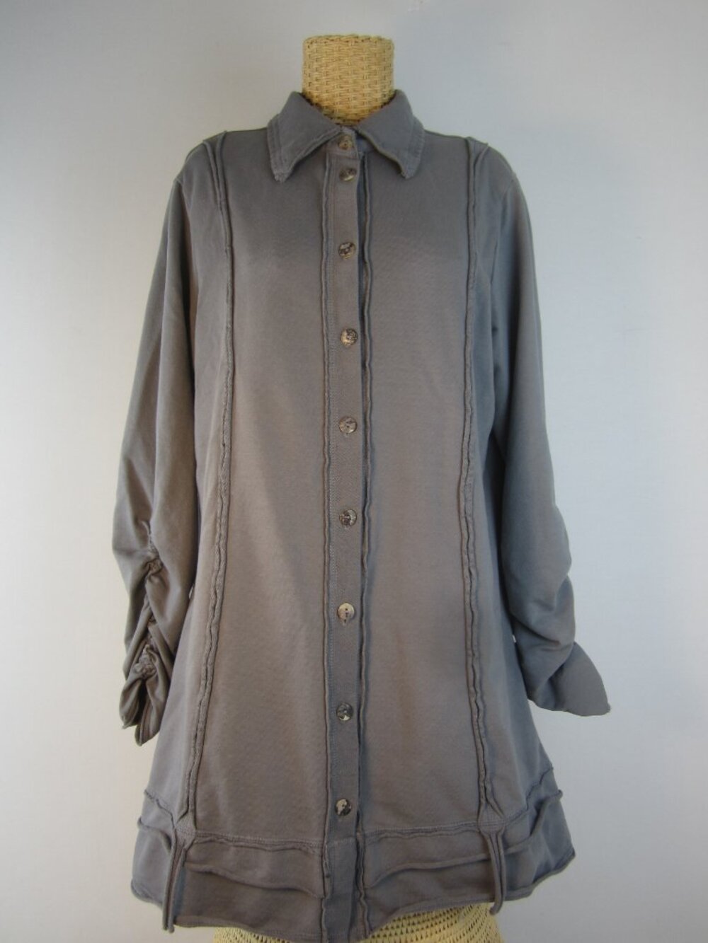 CMC Color Me Cotton Women L Cardigan Jacket Button Front Raw Hem Lagenlook USA
